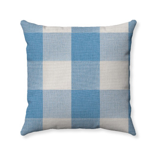 Buffalo Check Gingham Plaid Pastel Blue and Cream Double Sided